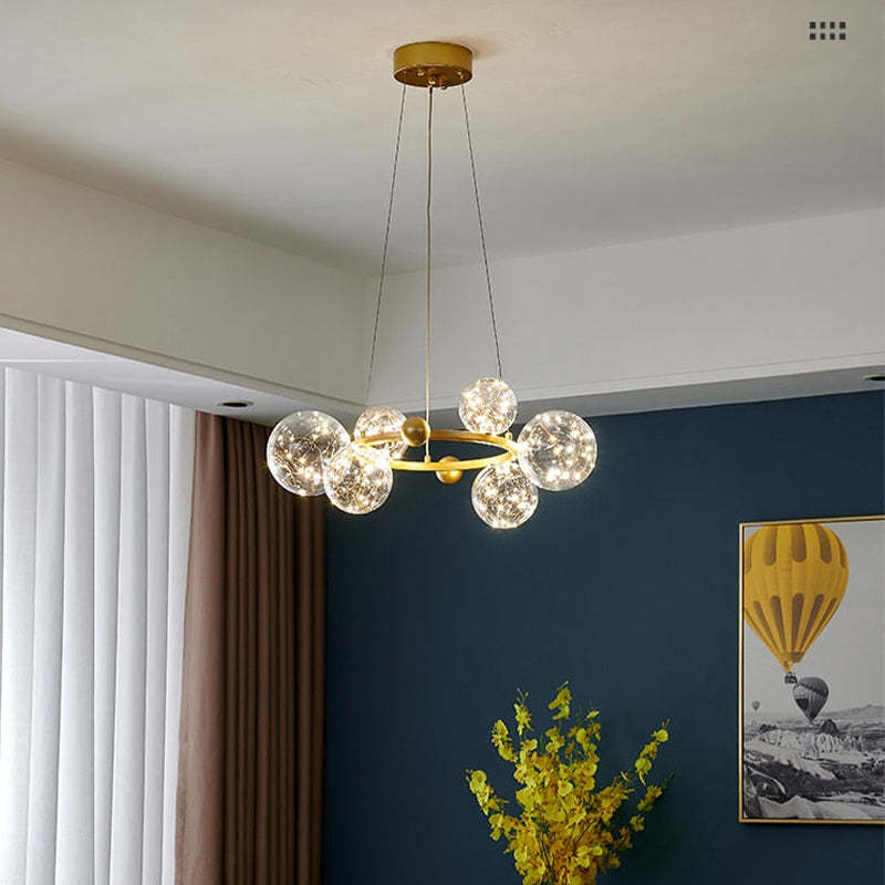 Valentina Suspension Boule Moderne, Métal/Verre, Doré/Noir, Salon - Neutralighting