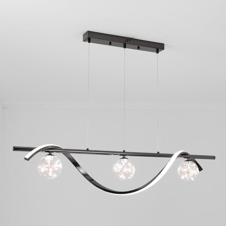 Arisha Suspension Linéaire Moderne, Métal/Verre, Noir/Or, Bar/Restaurant - Neutralighting