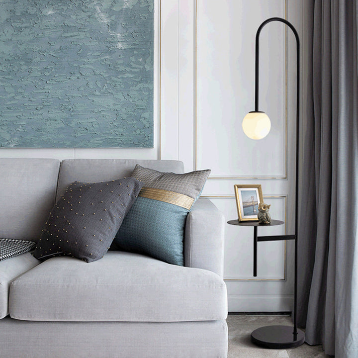 Valentina Design Avec Tableau Lampadaire Simple Métal/Marbre/Verre Noir Salon - Neutralighting
