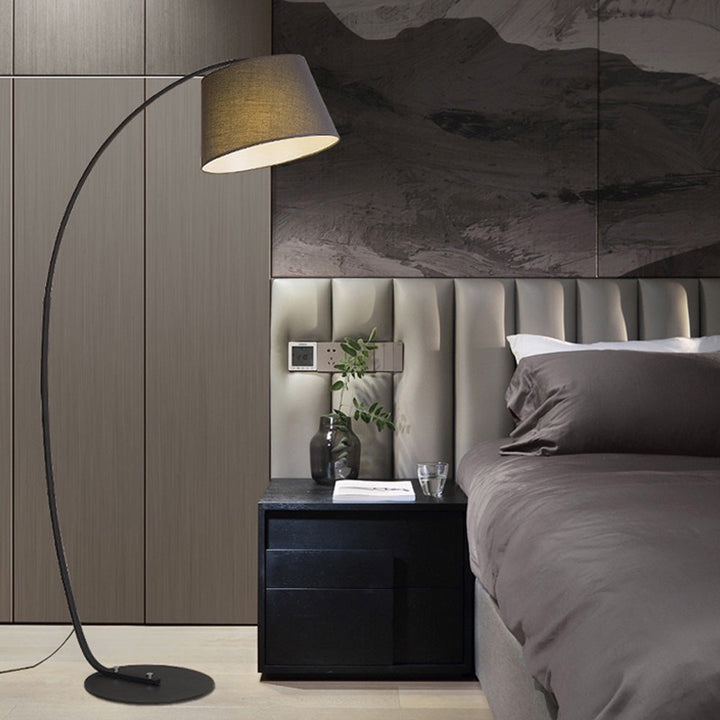 Mira Lampadaire Arche Moderne, Tissu/Métal, Noir, Salon/Chambre - Neutralighting