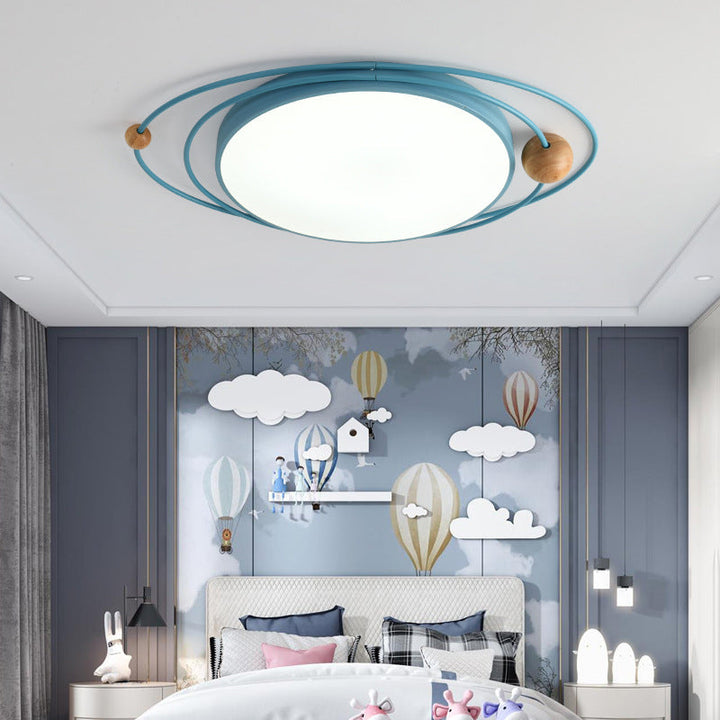 Arisha Plafonnier Rond Moderne, Metal/Bois, Blanc/Noir/Gris/Vert/Bleu, Salon - Neutralighting