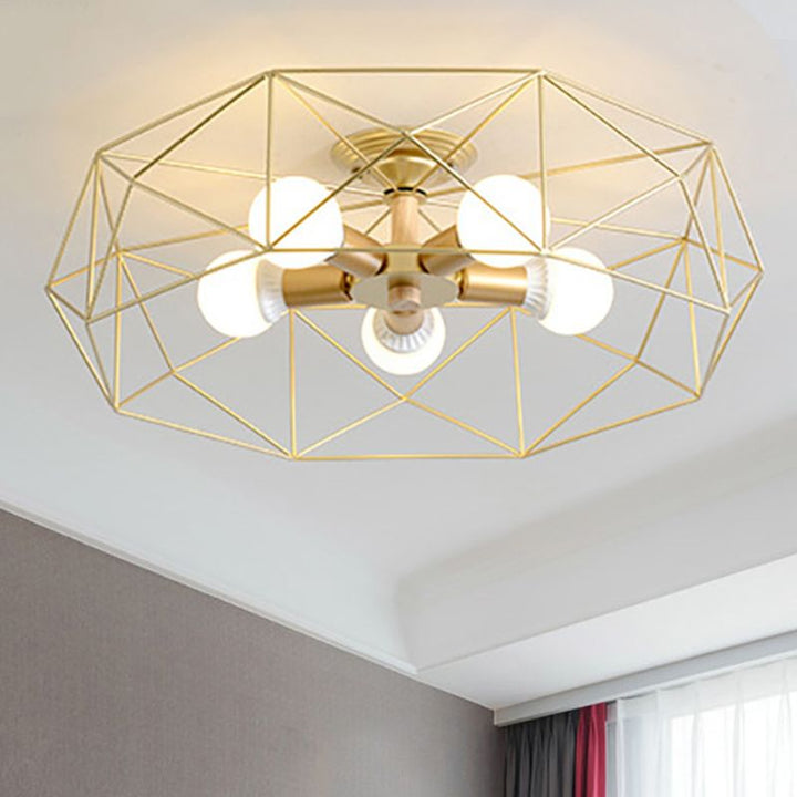 Arisha Moderne LED Plafonnier Doré/Blanc Métal Salon Chambre à coucher - Neutralighting