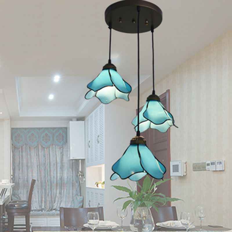 Ray Fleur Moderne LED Suspension Rose Bleu Métal Résine Salon - Neutralighting