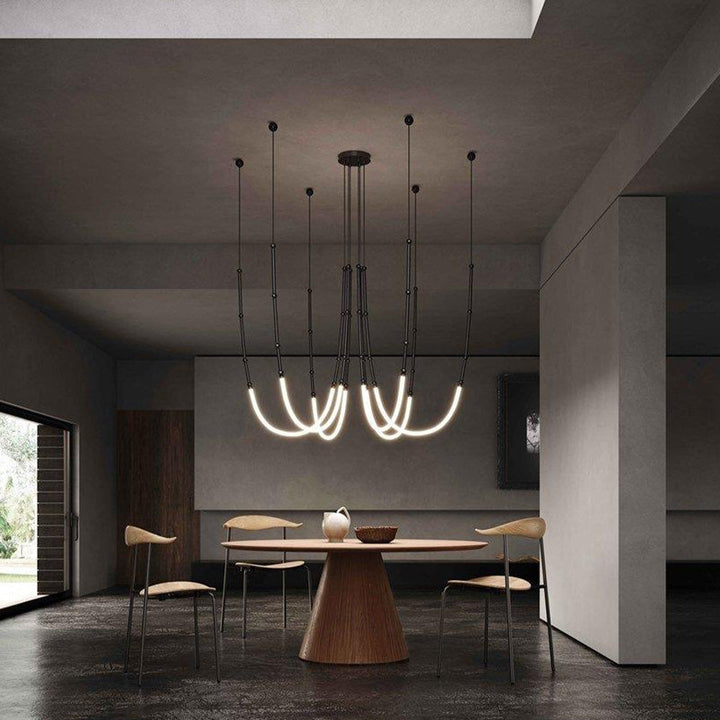Ray Luminaires Suspensions de Manière Détournée Linéaire Silicium/Métal Noir/Blanc Salon/Chambre à Coucher - Neutralighting