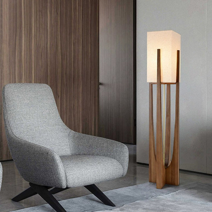 Muto Lampadaire Rectangulaire Naturel, Tissu, Bois, Salon/Bureau - Neutralighting