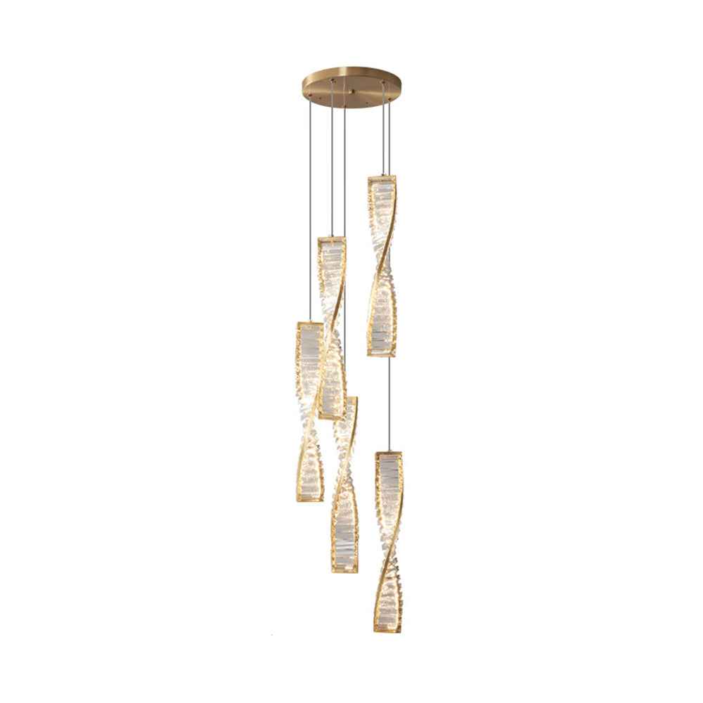 Kristy Suspension Carrée Moderne, Métal/Cristal, Noir/Or, Chambre à Coucher/Bar - Neutralighting