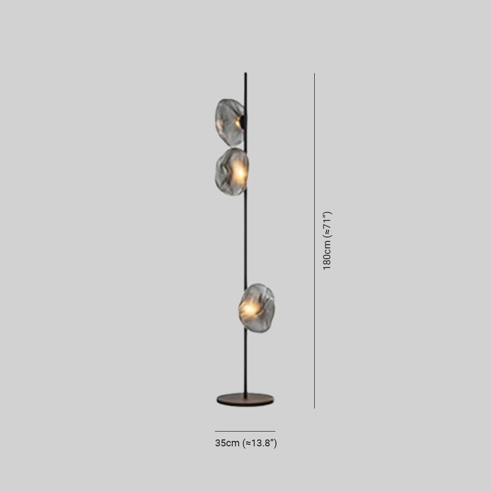 Avi Design Lampadaire Fleur Nordique Métal/Verre Noir/Or/Gris Chambre/Salon - Neutralighting