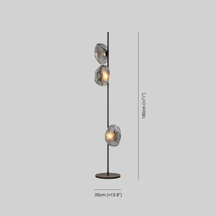Avi Design Lampadaire Fleur Nordique Métal/Verre Noir/Or/Gris Chambre/Salon - Neutralighting