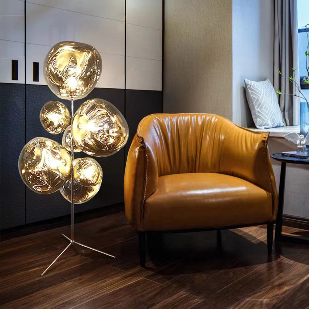 Valentina Design Lampadaire Globe Moderne Métal/Acrylique Or/Rose Dorée/Chormé/Gris Fumé Salon - Neutralighting