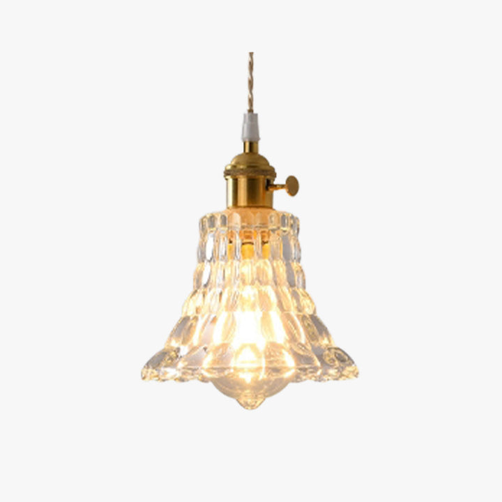 Valentina Luminaires Suspensions Art Deco Floral Vintage Métal/Verre Doré/Clair Salon/Chambre à Coucher - Neutralighting