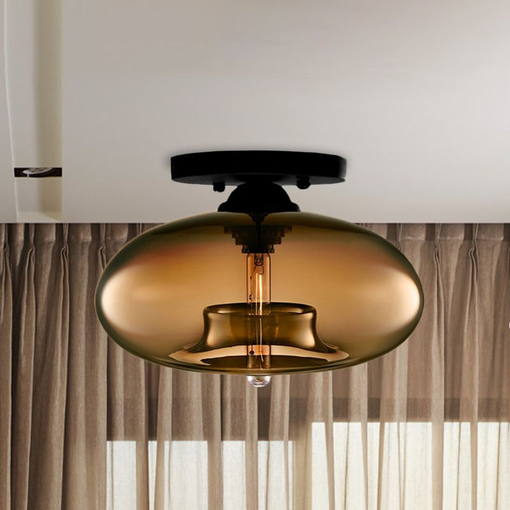 Arisha Oval Industriel LED Plafonnier Rouge/Marron/Ambre/Bleu Métal/Verre Salon - Neutralighting