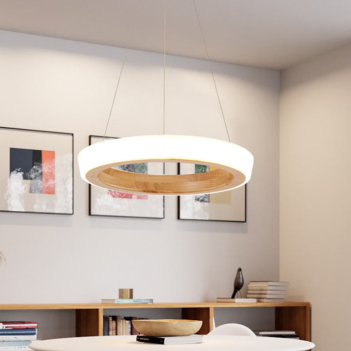 Muto Suspension Anneau Simple, Bois/Acrylique, Bois, Salon - Neutralighting