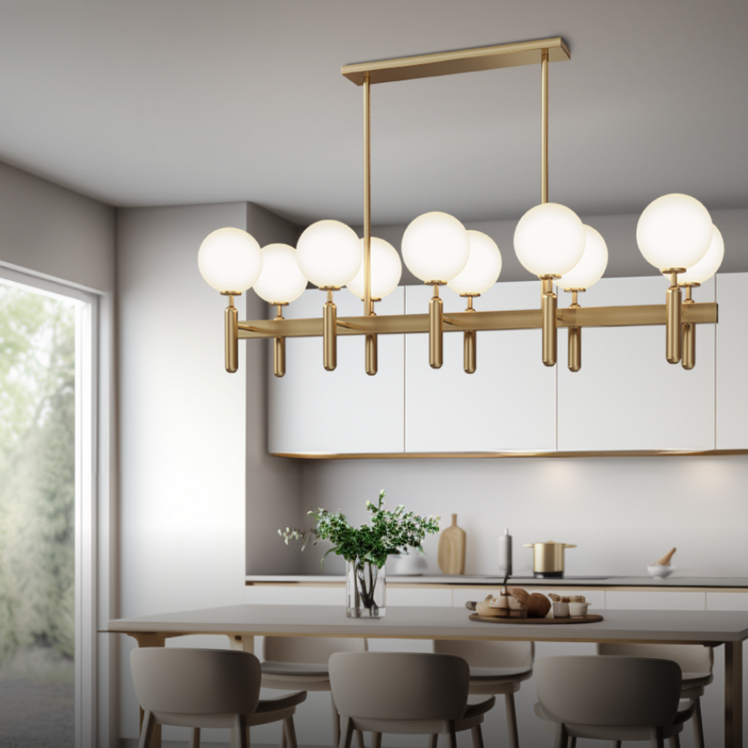 Kristy Luminaire LED Lustre Moderne Verre/Métal Doré/Blanc Salon - Neutralighting