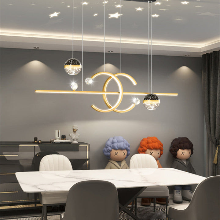 Arisha Suspension Linéaire Moderne Noir/Doré, Salon - Neutralighting