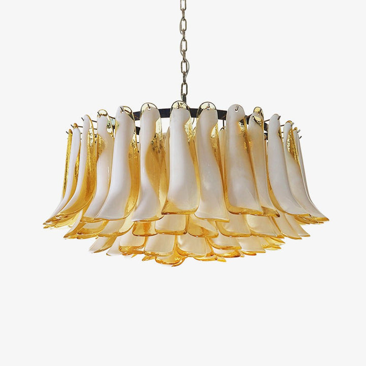 Aurora Chandelier Ambre Verre Murano Pétale Élégant - Neutralighting