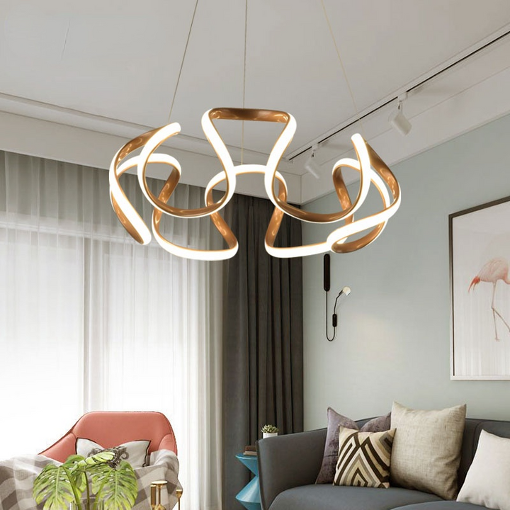 Clyra Suspension Linéaire Moderne Doré/Café/Gris. Salon - Neutralighting