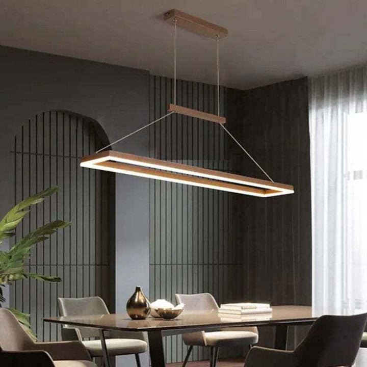 Ray Suspension Rectangulaire Contemporaine, Metal, Café/Or, Chambre - Neutralighting