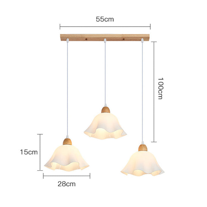 Muto Suspension Minimaliste en Forme de Fleure, Acrylique/Bois, Blanc, Salon/Salle à Manger - Neutralighting