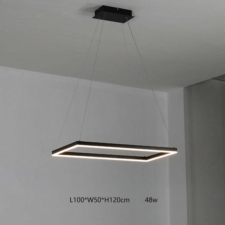 Arisha Suspension Rectangulaire Nordique, Métal/Acrylique, Noir, Chambre à Coucher/Salon - Neutralighting