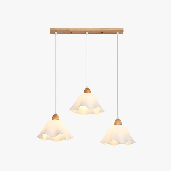 Muto Suspension Minimaliste en Forme de Fleure, Acrylique/Bois, Blanc, Salon/Salle à Manger - Neutralighting