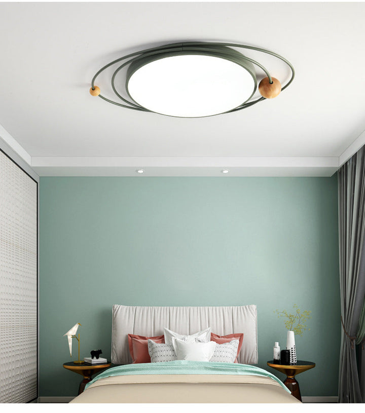 Arisha Plafonnier Rond Moderne, Metal/Bois, Blanc/Noir/Gris/Vert/Bleu, Salon - Neutralighting