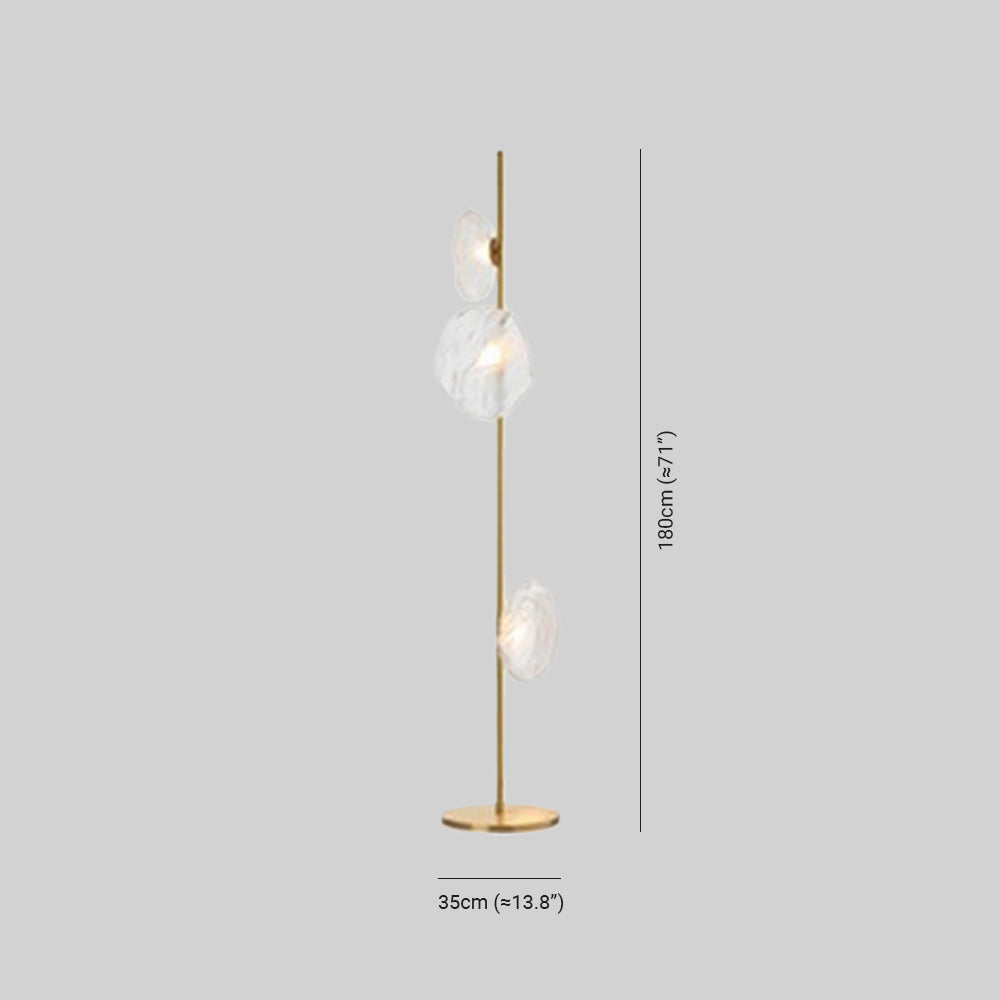 Avi Design Lampadaire Fleur Nordique Métal/Verre Noir/Or/Gris Chambre/Salon - Neutralighting