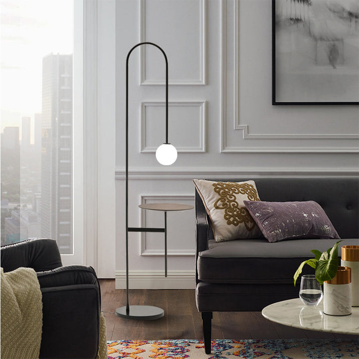 Valentina Design Avec Tableau Lampadaire Simple Métal/Marbre/Verre Noir Salon - Neutralighting