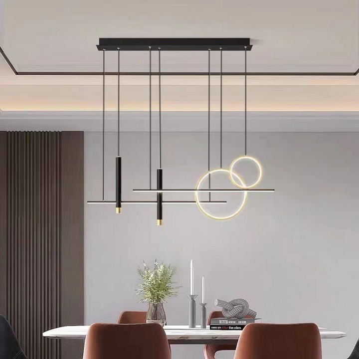 Arisha Suspension Linéaire Moderne, Métal/Acrylique/Gel de Silice, Noir/Doré,Salon - Neutralighting