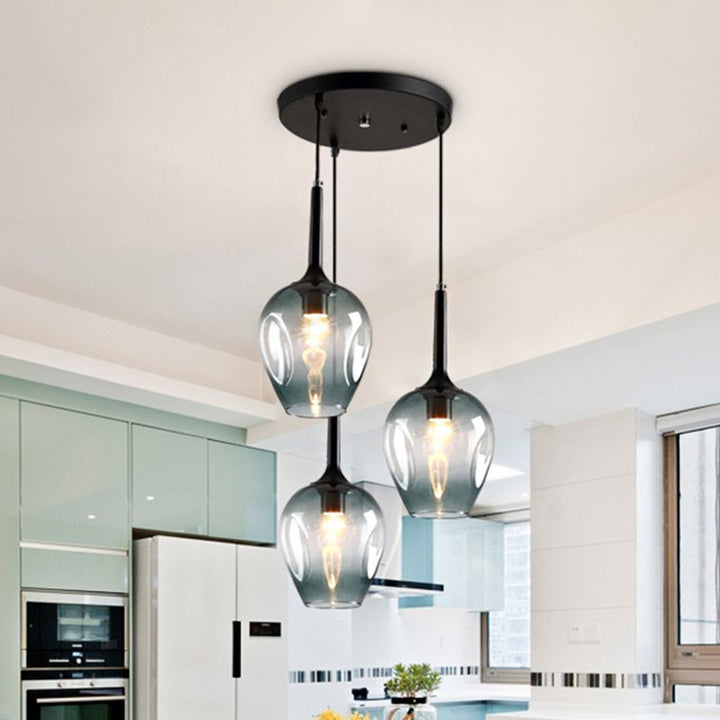 Valentina LED Suspension Bleu Gris Verre Salle à Manger Chambre à coucher - Neutralighting