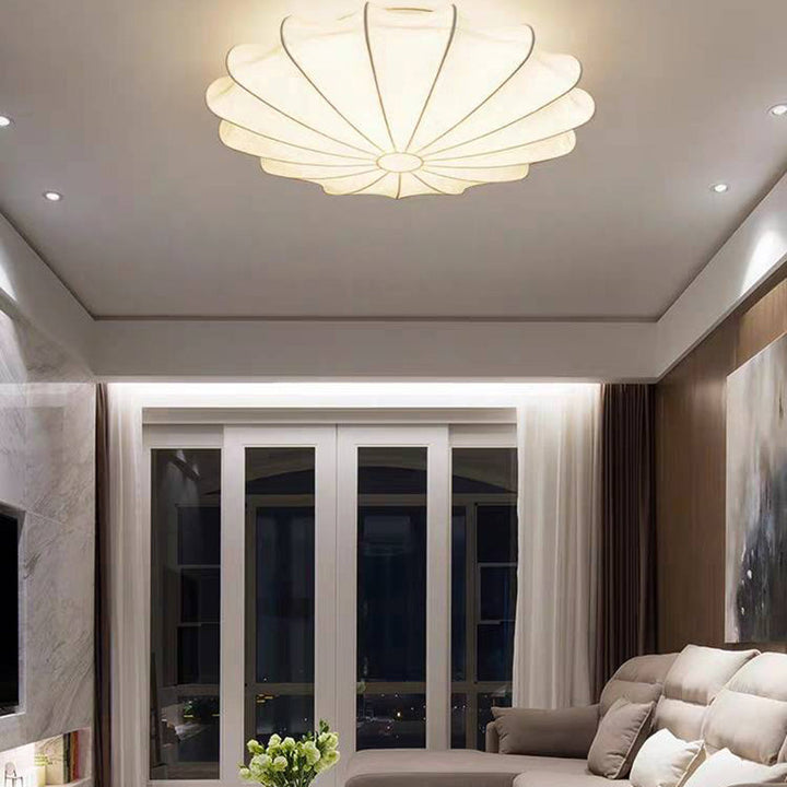Ritta Ronde Moderne LED Plafonnier Blanc Tissu Salon Chambre à coucher - Neutralighting