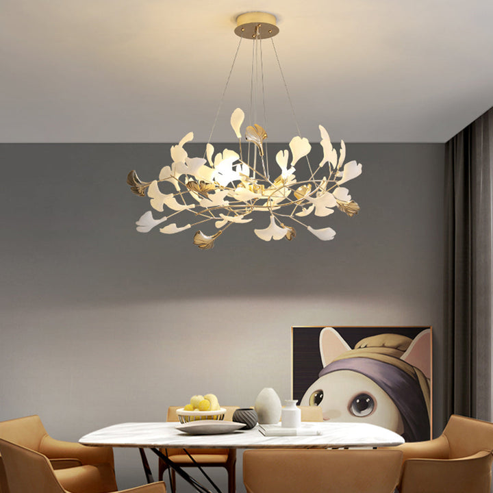 Jarn Suspension Feuille/Multi Moderne Métal/Céramique Doré/Blanc Salon - Neutralighting