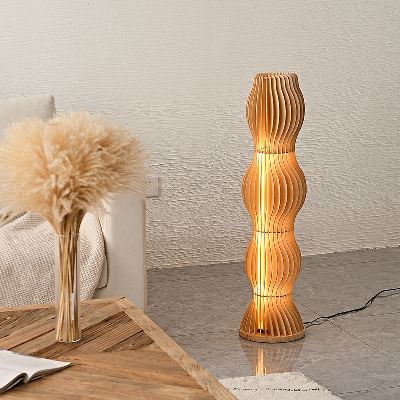 Muto Lampadaire Vague Moderne, Bois, Kaki, Salon - Neutralighting