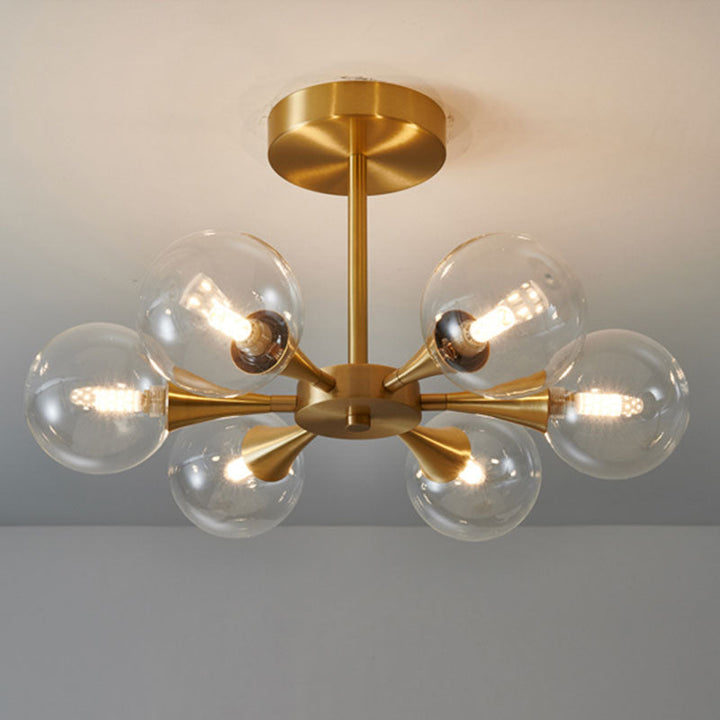 Valentina Suspension Boule Moderne, Laiton/Verre, Blanc/Claire, Salon - Neutralighting