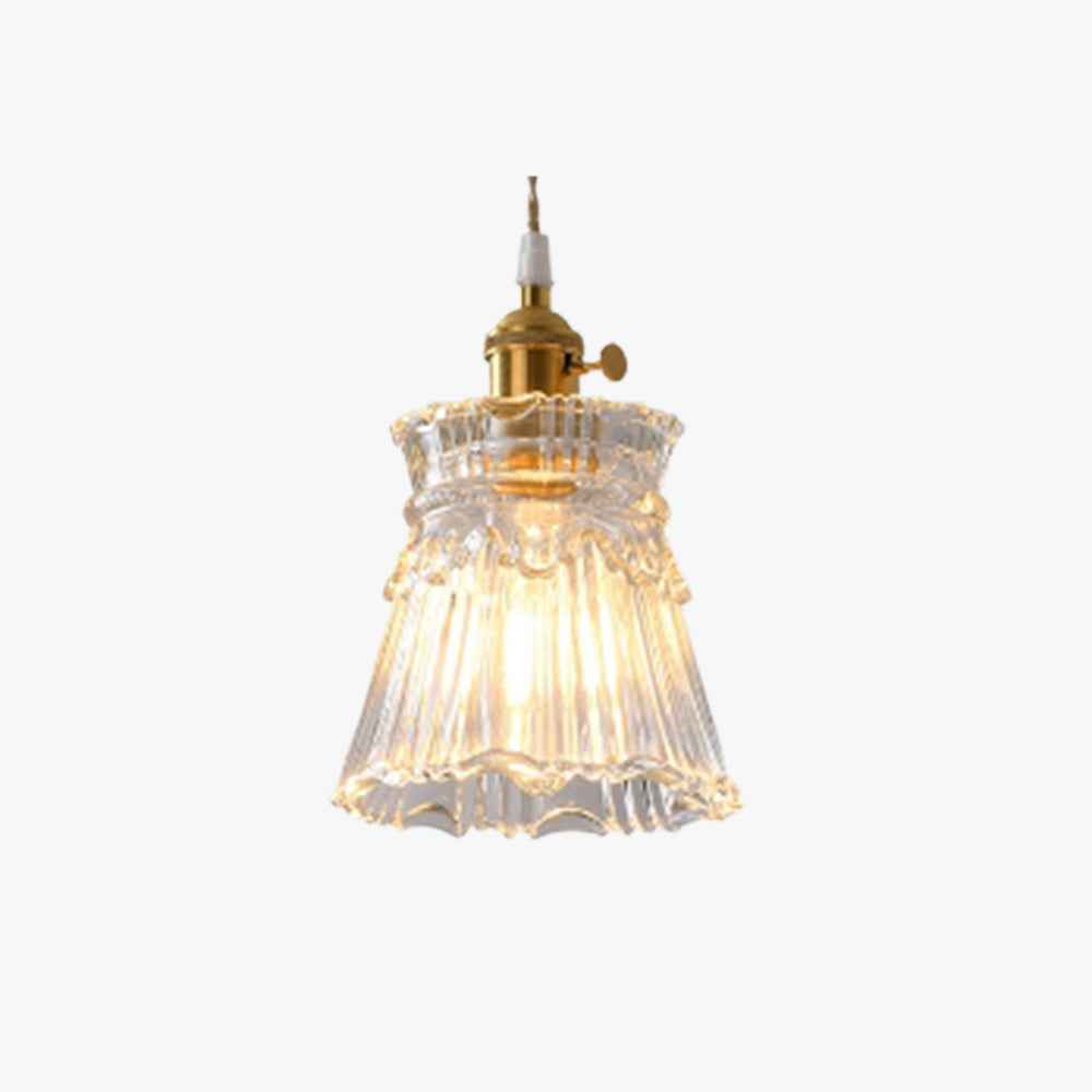 Valentina Luminaires Suspensions Art Deco Floral Vintage Métal/Verre Doré/Clair Salon/Chambre à Coucher - Neutralighting