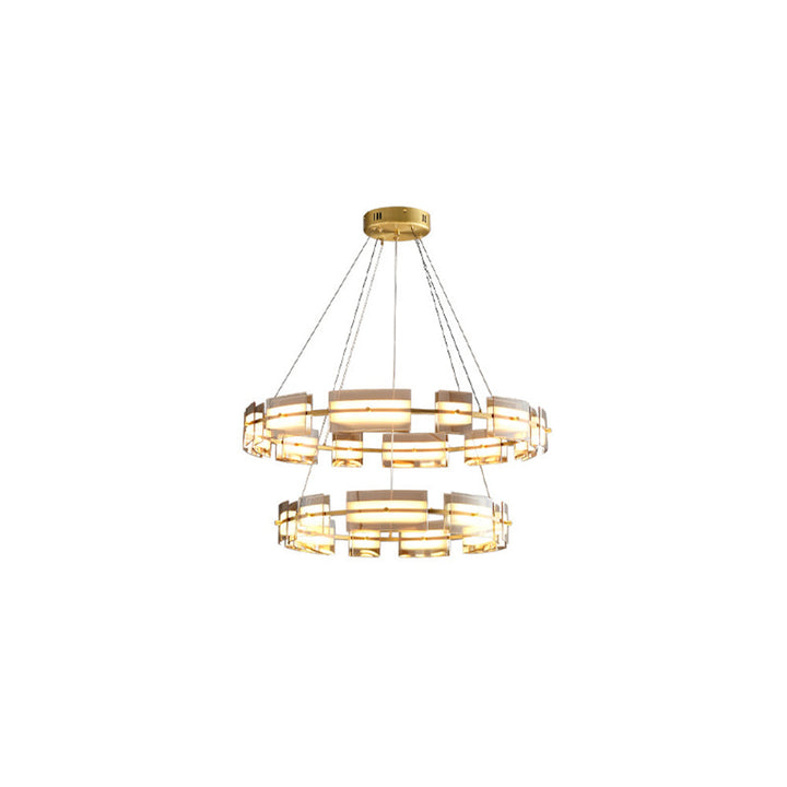Arisha Suspension Anneau Simple, Cuivre/Verre, Noir/Or, Salon/Chambre - Neutralighting