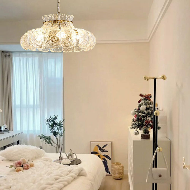 Arisha Moderne Forme Poire Lustre Glace Fusion Verre Chambre À Coucher - Neutralighting