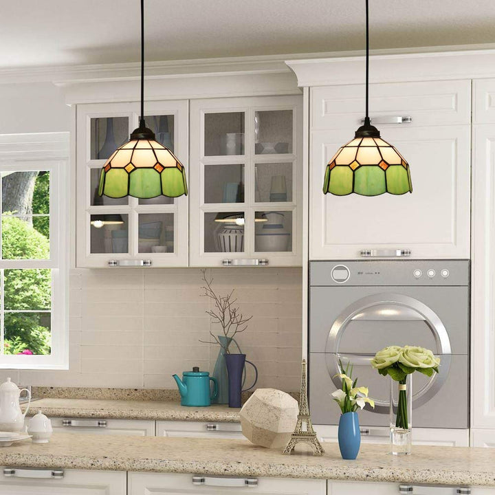 Tiffany Dôme Ombre Européenne Suspension Tachée Verre Salon - Neutralighting