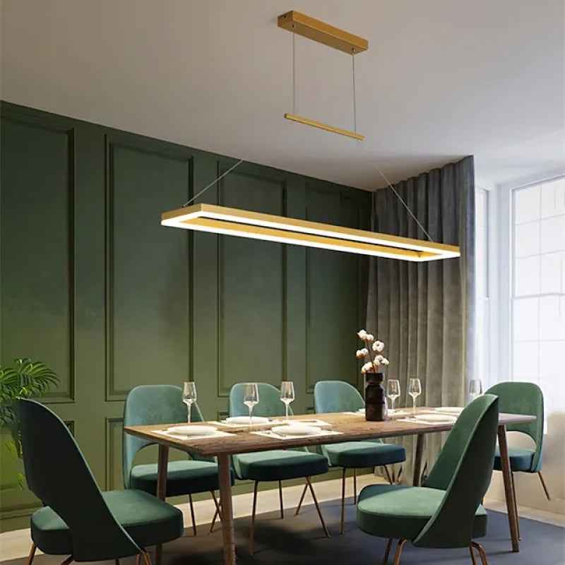 Ray Suspension Rectangulaire Contemporaine, Metal, Café/Or, Chambre - Neutralighting