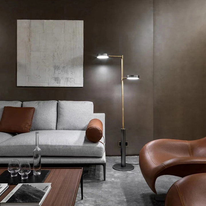 Mira Design Lampadaire Moderne Métal Noir/Or Chambre/Salon - Neutralighting