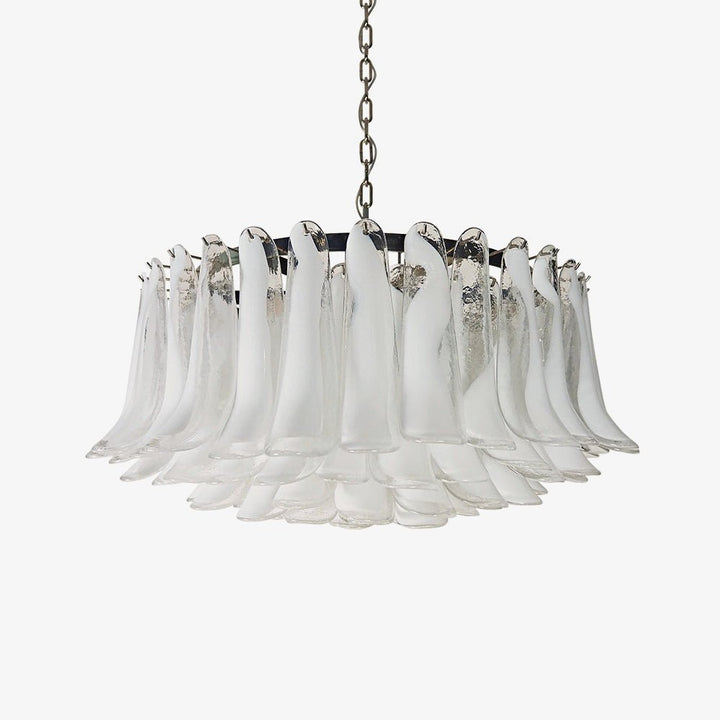 Aurora Chandelier Pétale en Verre de Murano Blanc Élégant - Neutralighting
