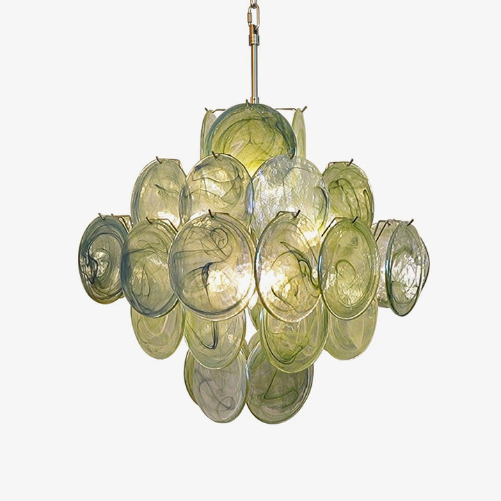 Aurora Chandelier Disque en Verre de Murano Vert Nature - Neutralighting