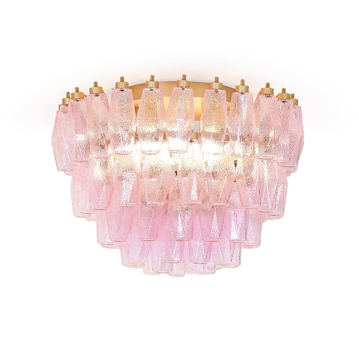 Aurora Lampe de Plafond en Verre de Murano Poliedri Rose - Neutralighting