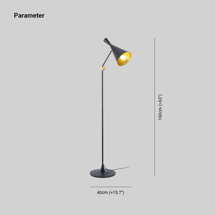 Arisha Design Lampadaire Entonnoir Minimaliste LED Noir Métal Salon - Neutralighting