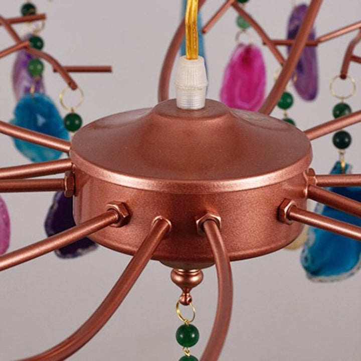 Valentina Art LED Suspension Doré Rosé Métal Pierre d&