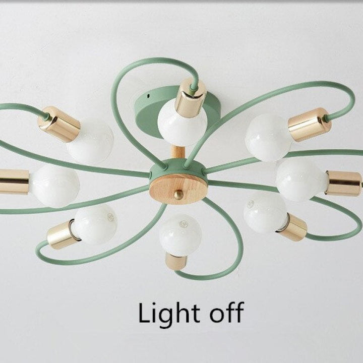 Aria Plafonnier Fleur Nordique, Metal/Verre, Vert/Gris, Chambre - Neutralighting
