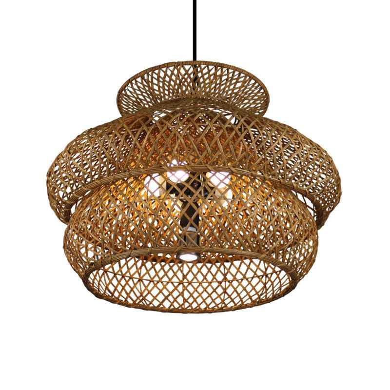 Ritta Vintage LED Suspension Marron Rotin Salon Chambre à coucher - Neutralighting