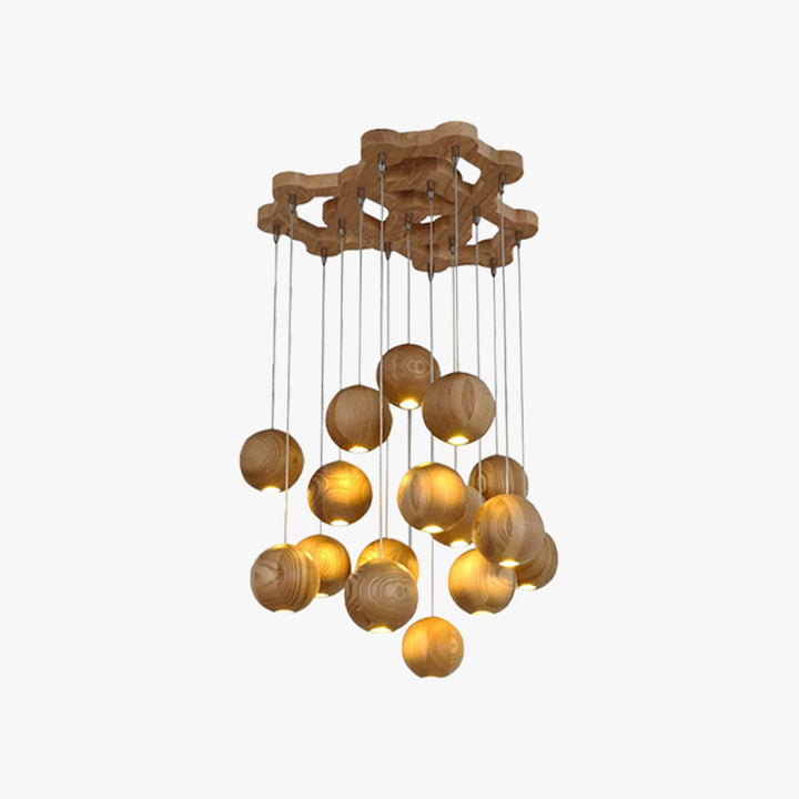 Muto Ball Cluster LED Suspension Bois Salon Chambre à coucher - Neutralighting