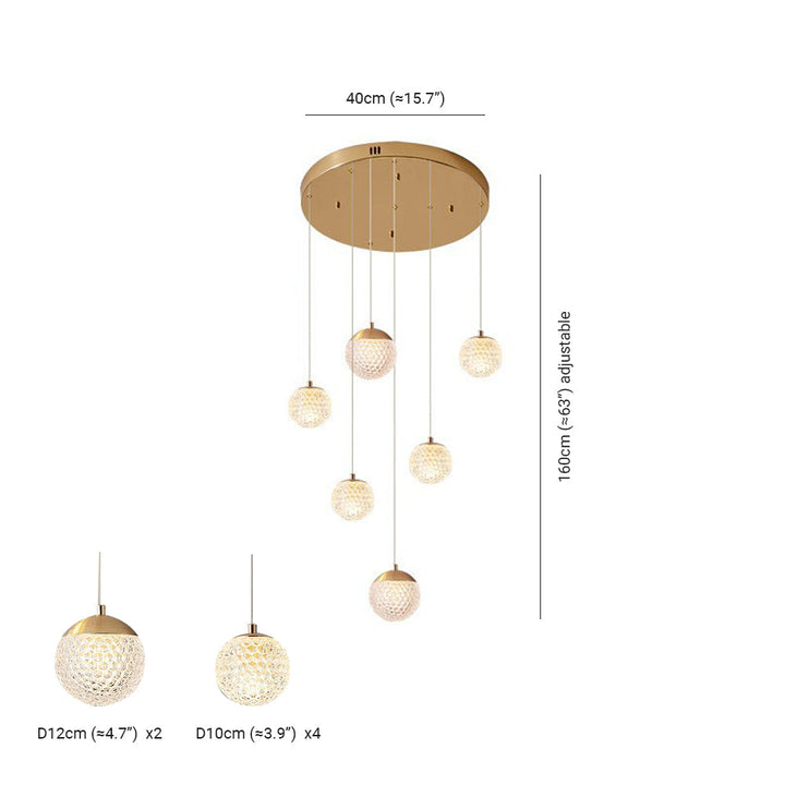 Arisha Luminaires Suspensions Multi/Bulle Moderne Métal/Acrylique Doré Chambre à Coucher - Neutralighting