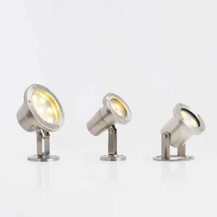 Ray Spot de Bassin Cylindre Moderne, Métal/Verre, Argent, Jardin - Neutralighting