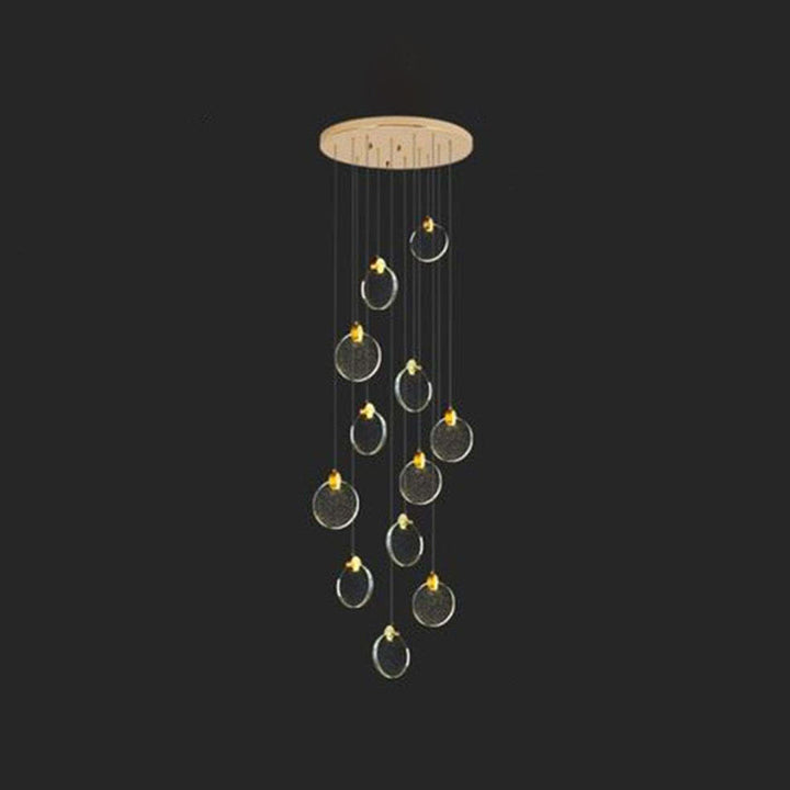 Kristy Suspension Ronde Nordique, Métal/Cristal, Doré, Escalier/Salon - Neutralighting